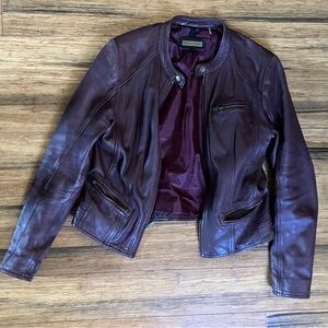 Black Rivet leather jacket, size L 12-14 women’s, color burgundy-brown